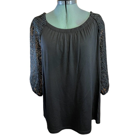 Talbots Tops - Talbots Off The Shoulder Plus Sz 1X Top Black 3/4 Cut-Out Sleeve Womens
